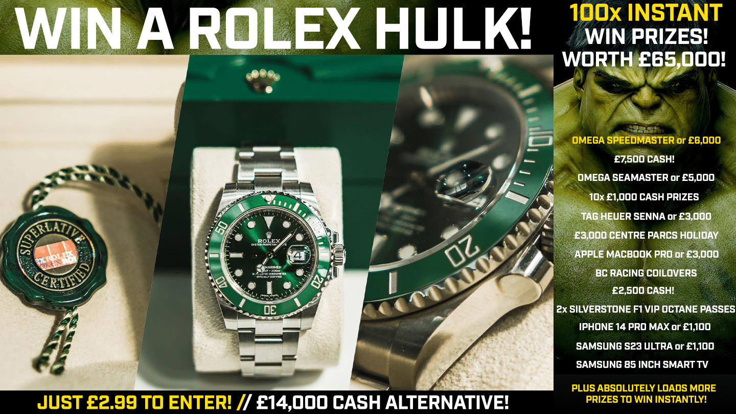 WIN 30 x ROLEX SUBMARINER 'HULK' TICKETS WORTH £300! – DRAW NO.1 – Bonkers  Competitions